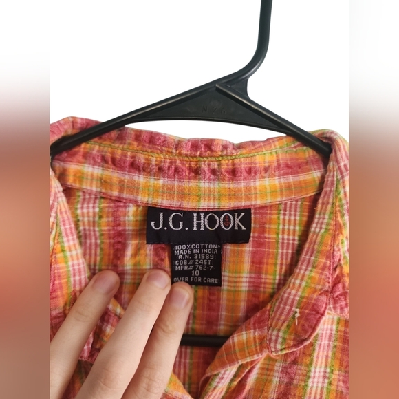 J.G. Hook Gingham Bright Colors Plaid Sundress Button Down Mini Baby Doll Dress - Picture 2 of 3